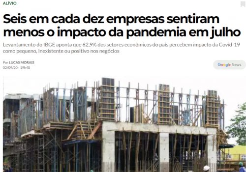 Seis em cada dez empresas sentiram menos o impacto da pandemia em julho