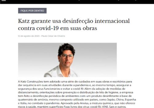 Katz garante usa desinfecção internacional contra covid-19 em suas obras