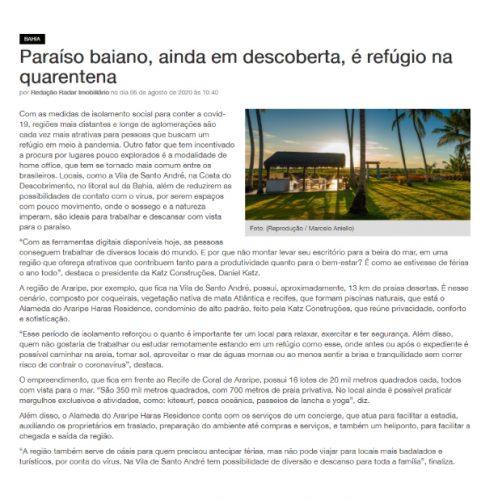 Paraíso baiano, ainda em descoberta, é refúgio na quarentena